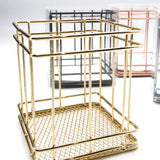 Square Metal Pen Stand Gold