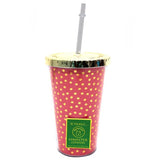 Golden Dotted Pink Straw Sipper