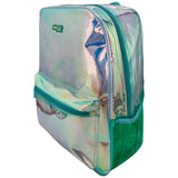 Shiny Backpack Aqua Big With Glitter Bottle Silver