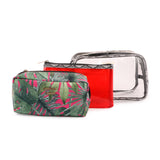 Boston Bag Black With Makeup Pouch Set Of 3 Tropical