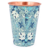 Pure Copper Glass Tumbler, Drinkware Blue Floral
