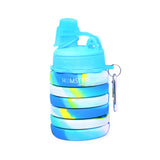 Silicone Expandable and Foldable Water Bottle White Blue