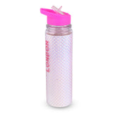 Glitter Shiny Sipper Water Bottle White Pink
