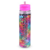 Glitter Sipper Water Bottle Multi Color Sequence