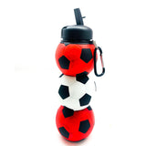 Football Silicone Water Bottle Red