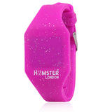 Silicon Glitter Digital LED Band Wrist Watch for Girls Purple Glitter