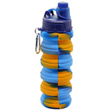 Silicone Expandable and Foldable Water Bottle Yellow Blue
