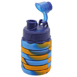 Silicone Expandable and Foldable Water Bottle Yellow Blue