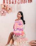 Girl's Fashion Shiny Backpack Pink With Glitter Bottle