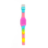 Silicon Glitter Digital LED Band Wrist Watch for Girls Pink Glitter Multi Color