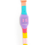 Silicon Glitter Digital LED Band Wrist Watch for Girls Purple Glitter Multi Color