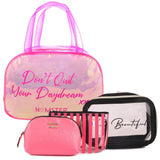 Boston Bag Pink With Makeup Pouch Set Of 3 DQYD