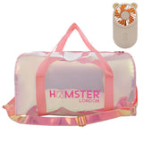 Shiny Duffle Bag Pink With Mini Fan