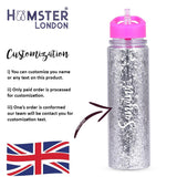 Glitter Sipper Water Bottle Sliver With Customization