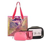 Classic Tote Bag Pink With Makeup Pouch Set Of 3