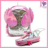 Unicorn Wing Backpack & Shoe Pouch Pink